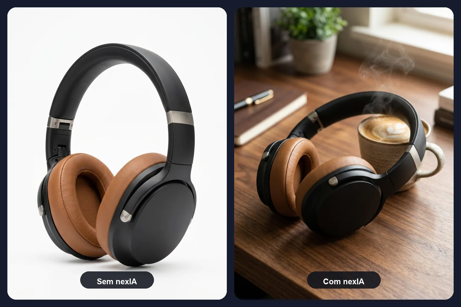 Comparativo antes e depois de um produto