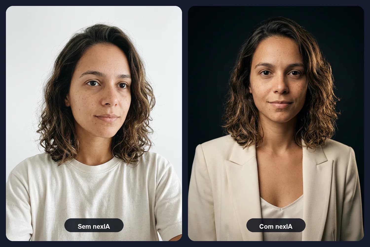 Comparativo antes e depois de um produto