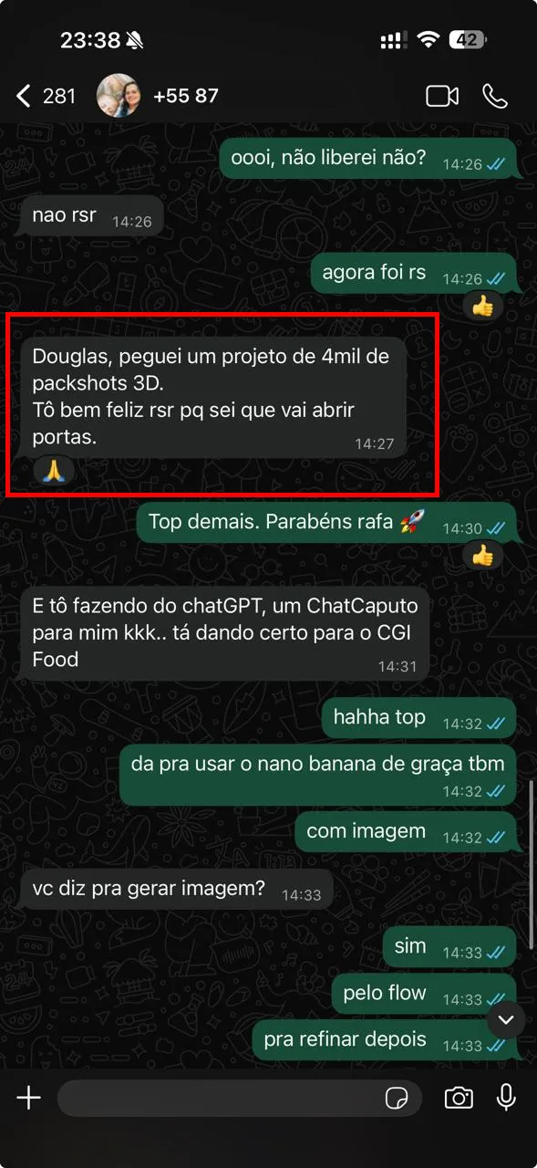 Depoimento de aluno