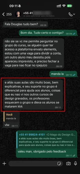 Depoimento de aluno