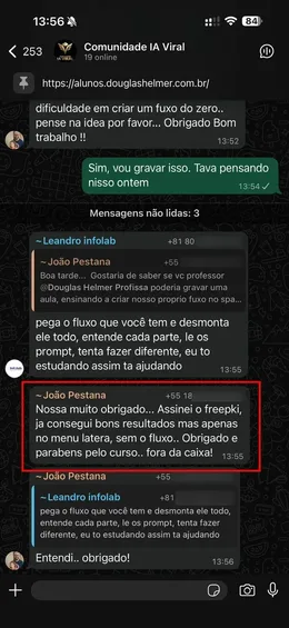 Depoimento de aluno
